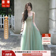 蕓蕁裙子女夏季2026新款絕美清純海邊度假仙女裙氛圍感氣質(zhì)網(wǎng)紗吊帶連 長(cháng)吊帶+綠色長(cháng)裙 L 110-120