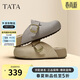 他她（TATA）女鞋勃肯鞋外穿厚底休閑毛毛鞋拖鞋 灰色 36