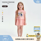 Teenie Weenie Kids小熊童裝25年女寶寶泡泡袖短袖印花連衣裙 粉色 120 cm