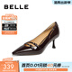 百麗（Belle）時(shí)尚百搭高跟鞋女商場(chǎng)同款舒適牛皮細跟單鞋BKR03AQ4 酒紅色 36 (230mm)