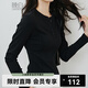 晚白【新品】2026年春款經(jīng)典棉料上衣親膚修身顯瘦百搭T恤衫女 黑色 M