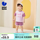 迷你巴拉巴拉短袖套裝男女童寶寶萌趣短袖短褲兩件套夏季新款 粉紅60084 100