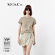 MO&Co.【涼感】T恤夏啞光鉚釘臟染褪色dirtyfit彈力正肩美式摩安珂 甘草綠色 XS 155
