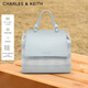 CHARLES&KEITH時(shí)尚拼色編織雙肩背包女生日禮物送女友CK11-60782356 Sea Salt Blue海鹽藍/米色 R