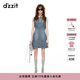 DZZIT地素連衣裙摩登燙水鉆設計修身圓領(lǐng)牛仔裙短裙小個(gè)子女 藍色 M