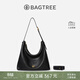 BAGTREE【明星同款】包包樹(shù)圖南頭層植鞣牛皮hobo女包單肩腋下通勤斜挎包 黑色-大號 贈斜挎延長(cháng)肩帶 高級小眾