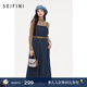 詩(shī)凡黎（‘S EIFINI）【商場(chǎng)同款】收腰牛仔吊帶連衣裙2023冬新款長(cháng)裙3EA293201 牛仔藍 M 160/84A