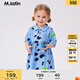 馬·拉?。∕.Latin）/童裝兒童連衣裙夏新款女小童滿(mǎn)地波點(diǎn)印花短袖連衣裙 花藍色 110