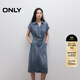 ONLY2025秋季新款舒適帥氣小飛袖中長(cháng)款牛仔裙連衣裙女|125142039 J34 390洗水牛仔藍 M