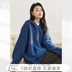 對白（DUIBAI）【大碼系列】松弛感v領(lǐng)休閑連帽毛衣冬季新款微胖mm針織衫帽衫 星空藍 L 建議體重125-135