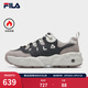斐樂(lè )（FILA）松餅鞋加絨男鞋老爹鞋運動(dòng)鞋保暖厚底休閑鞋 影黑灰/麻繩棕-DA 41