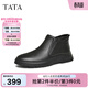 他她（TATA）加絨一腳蹬高幫皮鞋男士商務(wù)休閑真皮短靴冬PDQ01DD4 黑色（絨里） 41