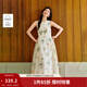 茵曼植物碎花女裝無(wú)袖連衣裙浪漫度假風(fēng)寬松2026夏季新品花苞長(cháng)裙子 杏色 M