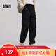 森馬（Semir）休閑褲男春季寬松直筒工裝褲戶(hù)外機能長(cháng)褲大口袋微皺紋理褲子 黑色90001 XL
