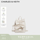 CHARLES&KEITH褶皺包蓋蝴蝶結包掛雙肩背包生日禮物送女友CK2-60151552 Cream奶白色 S