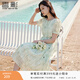 香影扎染綠色連衣裙女2026夏季新款超仙泡泡袖系帶海邊度假風(fēng)裙子 淺綠 M 160/84A/95-110斤