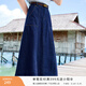 香影（xiangying）牛仔半身裙女2026夏季新款復古高腰顯瘦中長(cháng)傘裙大擺a字裙子 牛仔藍 S