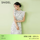 SNIDEL【明星同款】春夏小飛袖雪紡百褶碎花連衣裙SWFO251073 藍色 M (1)