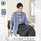 對白（DUIBAI）【AN大碼系列】復古牛仔襯衫春季新款微胖mm設計感長(cháng)袖襯衣外套 牛仔藍 2XL 建議體重145-160