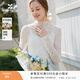 香影法式提花白色蕾絲衫女2026春季新款半高領(lǐng)含羊毛修身打底上衣 鷺白 M 160/84A/95-110斤