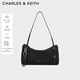 CHARLES&KEITH26春季新品簡(jiǎn)約輕便單肩腋下包斜挎包CK2-20151614 NOIR黑色 M