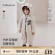 babylove【清倉】嬰兒奧粒絨連體衣冬季加厚保暖哈衣男女寶寶連帽外出服 乳酪白 90cm