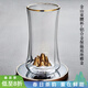 容山堂綠茶杯雙層玻璃水杯描金山巒茶杯觀(guān)山果汁杯大號泡茶杯防燙 金山束腰杯+鋁合金保溫底座雅金 300ml 1只