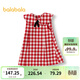 巴拉巴拉兒童連衣裙女童春秋裝棋盤(pán)格紋A字裙甜美大翻領(lǐng)簡(jiǎn)潔大氣 紅白色調00461 100