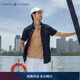 Tommy Hilfiger【舒適府綢】春夏男裝商務(wù)休閑易打理純色短袖襯衣襯衫外套 藏青色FAP M （推薦：135-150斤）