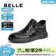 百麗（Belle）男鞋一腳蹬休閑皮鞋冬新商場(chǎng)同款牛皮商務(wù)短靴加絨8MP02DD4 黑單里（套腳款） 40