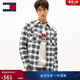 TOMMY JEANS秋冬男裝純棉微抓絨法蘭絨通勤復古漸變格紋長(cháng)袖襯衫外套