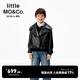 little MO&Co.親子裝 little moco童裝25冬裝新款仿皮夾克外套毛領(lǐng)可拆卸 黑色 130 130/64