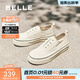 百麗（Belle）金晨同款航海家百搭帆布鞋女厚底無(wú)系帶休閑鞋B2699CM5預售 米白色 38 (240mm)