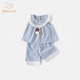 班喜迪女童夏裝套裝2026新款洋氣時(shí)髦寶寶無(wú)袖上衣兒童七分褲夏季兩件套 藍色 90