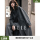 ELLE【100%綿羊毛】灰色連帽毛呢外套女2025冬季新款新年長(cháng)款羊毛大衣 中灰 S