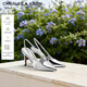 CHARLES&KEITH質(zhì)感鏈條尖頭高跟涼鞋子女鞋生日禮物CK1-60280377 Silver銀色 37 (235)