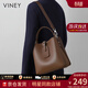 viney牛皮包包女包新款水桶包大容量斜挎包生日禮物送女友老婆 【咖啡色】高檔實(shí)用洋氣單肩包 品牌輕奢時(shí)尚通勤手提包