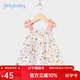JELLYBABY[A類(lèi)純棉]女寶寶連衣裙女童裙子夏季透氣薄款小公主洋氣嬰兒夏裝 白底花 100