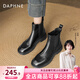 達芙妮切爾西短靴女秋冬真皮棕色瘦瘦靴新款英倫風(fēng)馬丁靴女款 黑色單里 38