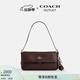 蔻馳（COACH）奧萊女士女包ETTA 25號翻蓋單肩包腋下包通勤盒子包 IM/濃咖啡色