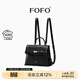 FOFO小號牛皮雙肩包女設計師高級感小眾通勤真皮單肩斜挎手提背包 黑色