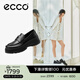 愛(ài)步（ECCO）厚底樂(lè )福鞋女倪妮同款英倫風(fēng)一腳蹬厚底增高牛皮女鞋 蹤跡220723 黑色22072301001 37 （尺碼偏?。? title=