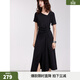 ELLE復古高級感收腰顯瘦開(kāi)叉連衣裙女2025夏季新款小眾赫本風(fēng)黑裙 黑色 M