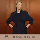 OVV秋冬熱賣(mài)女裝經(jīng)典翻領(lǐng)雙排牛角扣短款羊毛風(fēng)衣 藏青 M