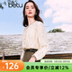 百圖betu女裝秋季新款襯衫國風(fēng)打褶設計碎花長(cháng)袖襯衫女2408T47 杏色 L