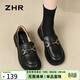 ZHR則則單鞋女真牛皮英倫風(fēng)樂(lè )福鞋女兩穿小皮鞋女2026新款女鞋BT38黑色38