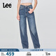 Lee25秋冬新品428懶懶褲舒適高腰直腳五袋款復古中藍色女牛仔褲