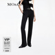 MO&Co.休閑褲高捻高支彈力高腰修長(cháng)型開(kāi)叉黑色摩登褲裝摩安珂 黑色 S 160