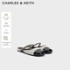 CHARLES&KEITH時(shí)尚拼接鏈條平底穆勒鞋拖鞋生日禮物送女友CK1-70381141 White白色 36 （230）