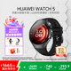 華為（HUAWEI）WATCH 5智能手表高端款男士女士航天級鈦合金表殼素皮復合表帶X-TAP智感窗鴻蒙AI腕上小藝eSIM通信 42mm幻月黑丨黑色氟橡膠表帶丨不銹鋼表殼